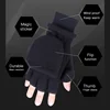 2 in 1 Winter Fleece Warm Thumb Flip Ski Gloves Fingerless Convertible Sport Mittens Windproof Running Cycling Gloves Men Women 3