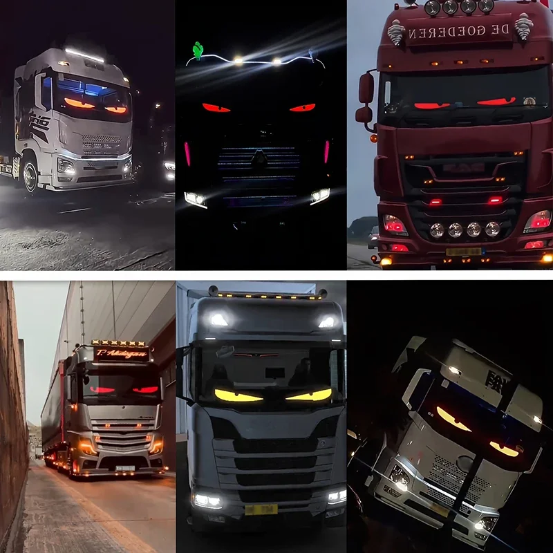 2PCS LED Eye For Car Window Screen Wireless Adhesive LED Light Blazexel Devil Eyes Light Flex LED Display Dynamic Eyes for car