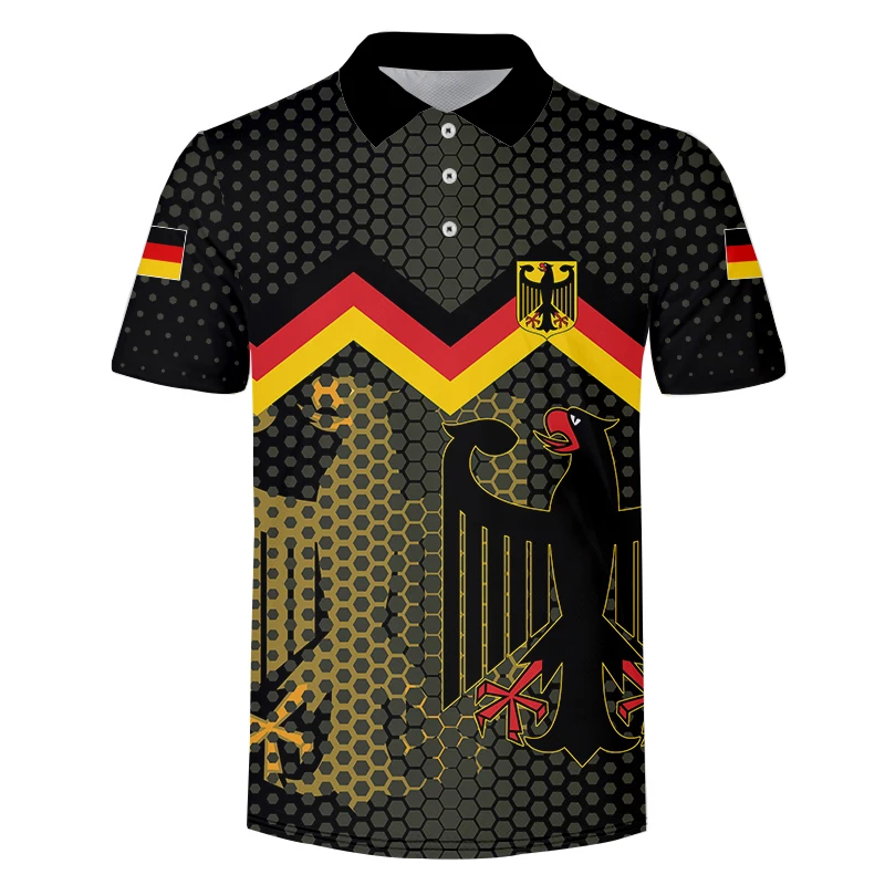 

Summer Men's Short Sleeve Polo Shirt German Flag 3D Print Polo Shirt Unisex Fashion Harajuku Street Casual Sports T-shirt Tops