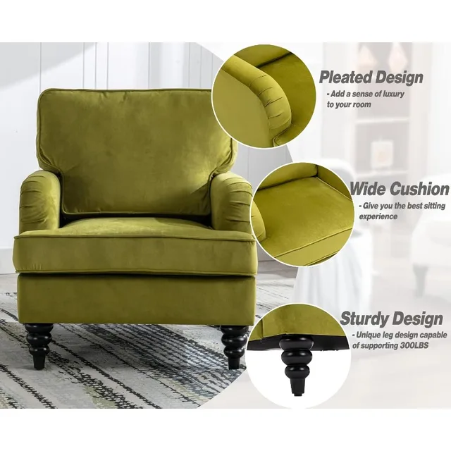Olive Velvet Modern Club Chair 5