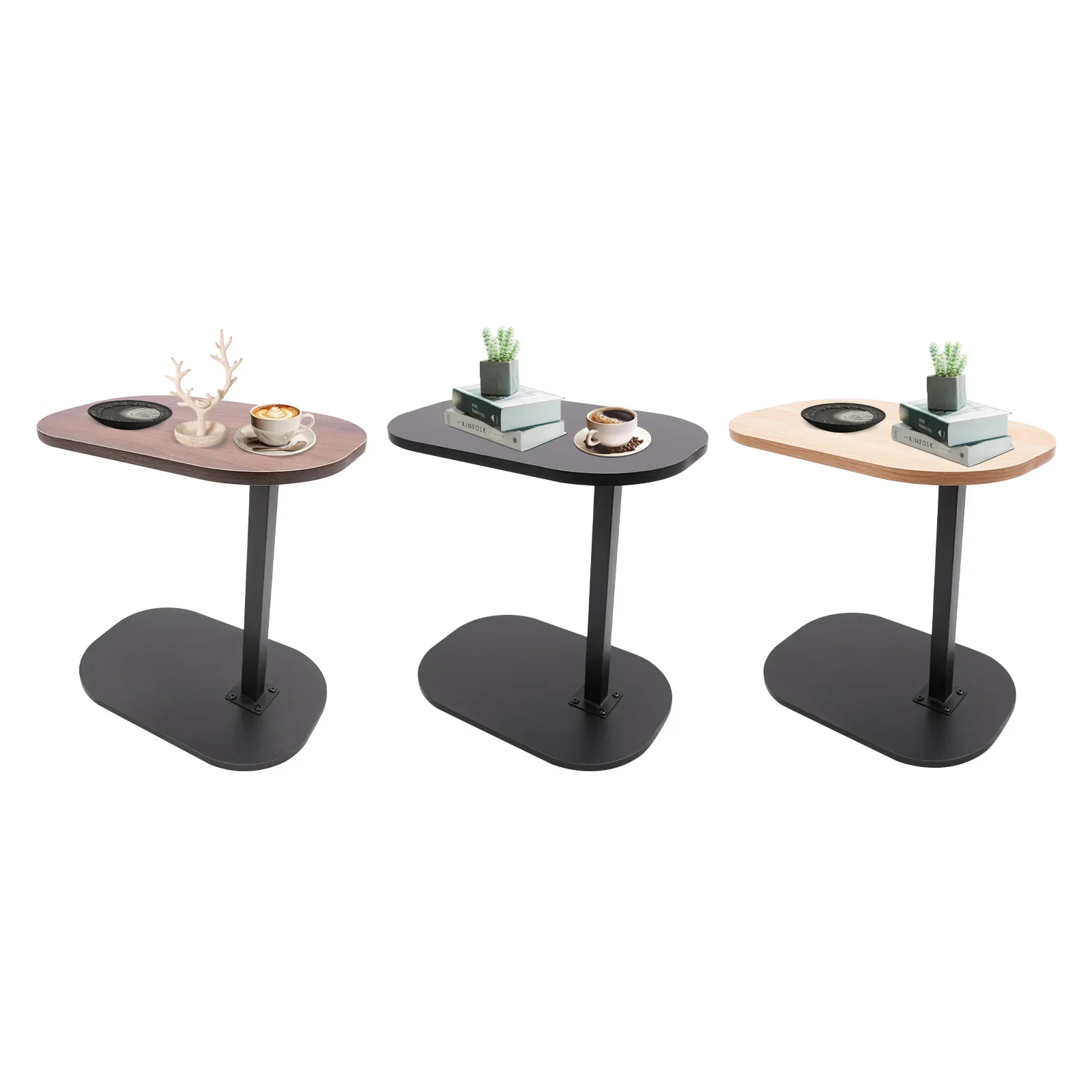 Verstellbarer C-förmiger Beistelltisch, 17,7-31,5 Zoll Höhe und 360° ° Drehbare Platte für Bett/Sofa (Walnuss/Schwarz/Holz) – Detail 8