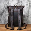 NZPJ Vintage Genuine Leather Men's Backpack Crazy Horse Leather Computer Bag Natural Top layer Cowhide Backpack Travel Bag 3