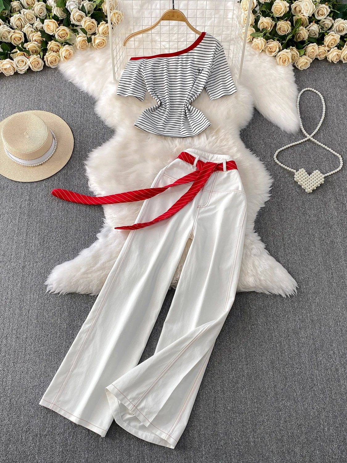 Unique Beautiful Lace Long Sve oulder Bared Chiffon Blouse Women Early Spring Faionable Bellflower irt Organic Bambo...