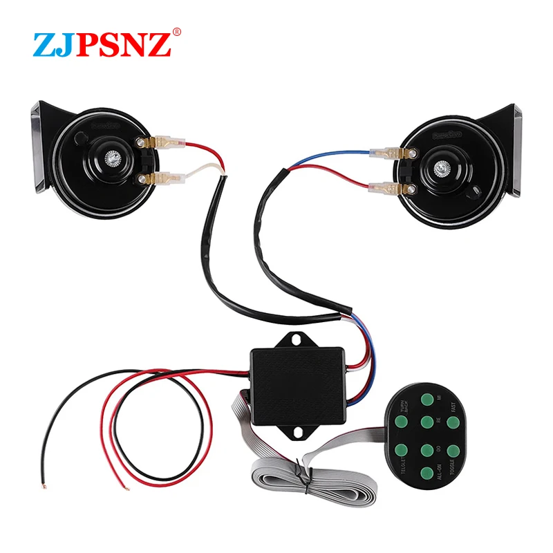 Car Siren Horn Car Air Horn Motorcycle Horn Air Horn Waterproof Horn 12V 8 Tones Musical Horn Electric Snail Horn For Car Vehicles Motorcycles 8 Sounds Control Box With Tones Air Snail