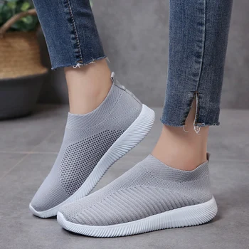 Rimocy Plus Size 46 Breathable Mesh Platform Sneakers Women Slip on Soft Ladies Casual Running Shoes Woman Knit Sock Shoes Flats 2