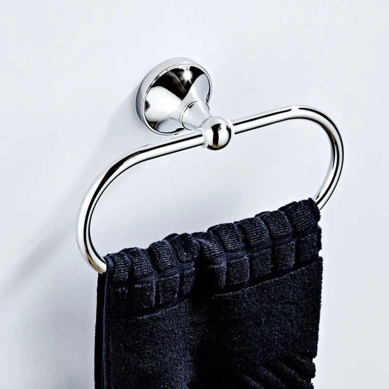 Chrome plated new oval towel ring Modern simple bathroom wall hanging hardware pendant towel rack