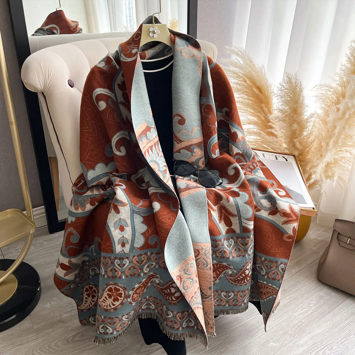 Winter Elegance Cashmere Scarf For Women Paisley Shawl Female Pashmina Luxury Brand Poncho Thick Blanket Warm Bufanda Echarpe