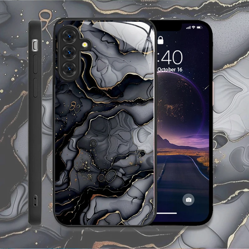 Luxury Marble Pattern Tempered Glass Phone Case - Elegant Shockproof Protective Cover