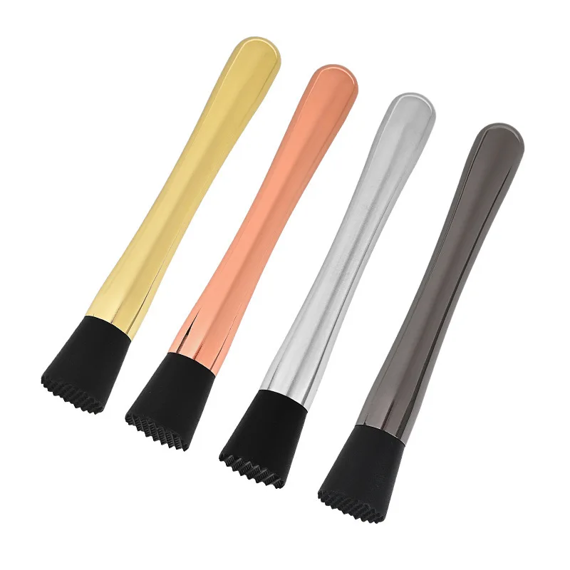 Rose Gold Black Sliver Muddler Sticks Spoon Srtainer Stainless Steel Ice Cocktail Stick Fruit Bar Tools Wine Tools