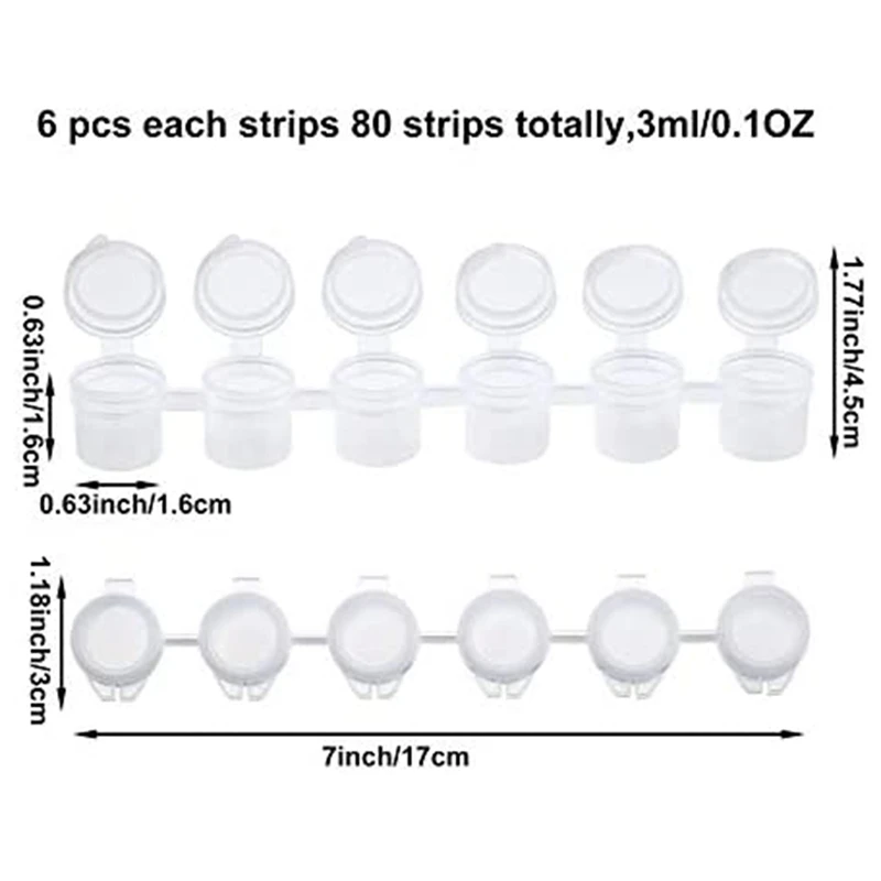 빈 페인트 스트립 480 화분, 미니 페인트 화분, 투명 보관 용기, 3ml, 80 스트립