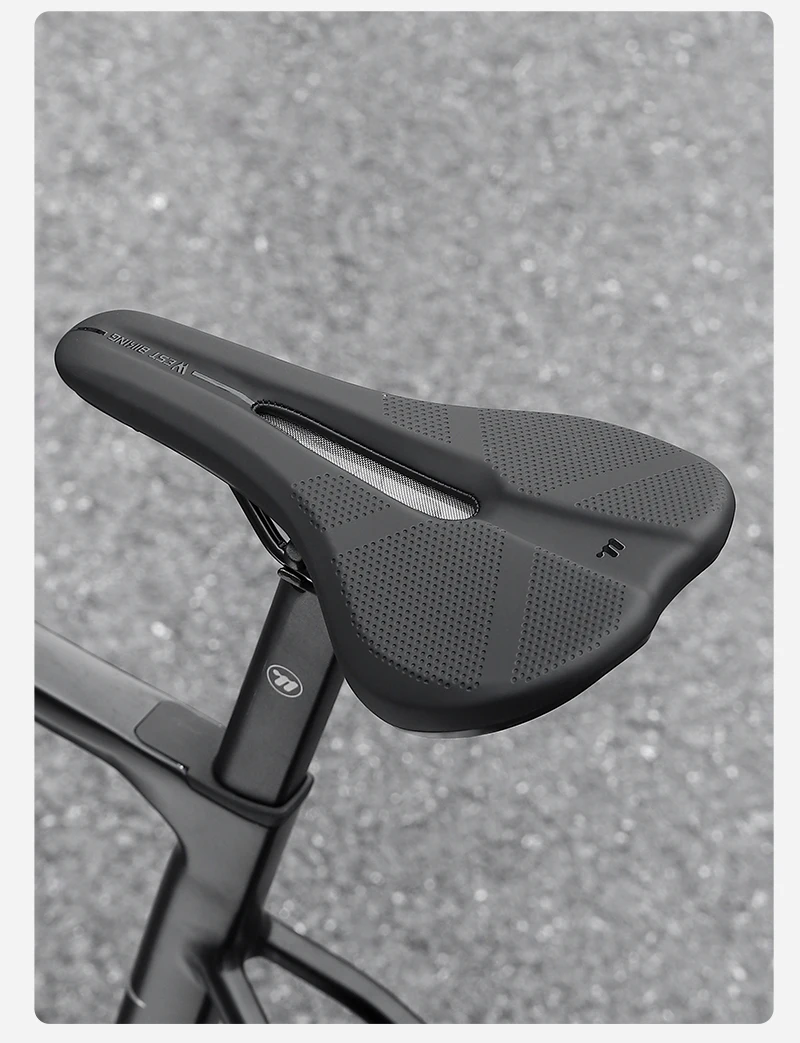 WEST BIKING Ultraleichter Fahrradsattel, hohl, atmungsaktiv, stoßfest, Fahrradsitz, rutschfest, aerodynamisches MTB-Rennrad-Kissen – Detail 15