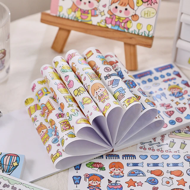 Kawaii Cartoon Sticker Book Kids Planner  Stickers Books Scrapbooking 50  Sheets - 50 - Aliexpress