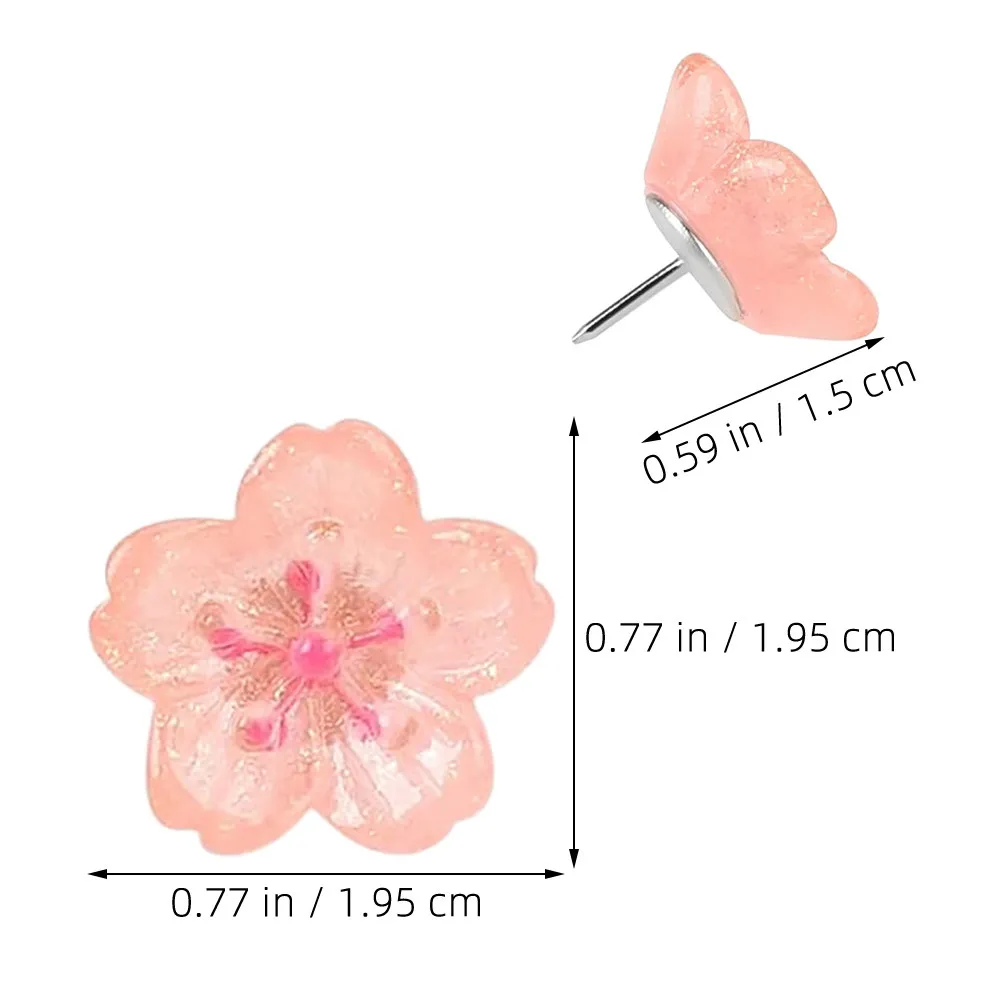 20Pcs 꽃무늬 엄지핀 디자인 여성용 장식 푸시핀 책상 장식 사무용품 코르크보드 액세서리 게시판