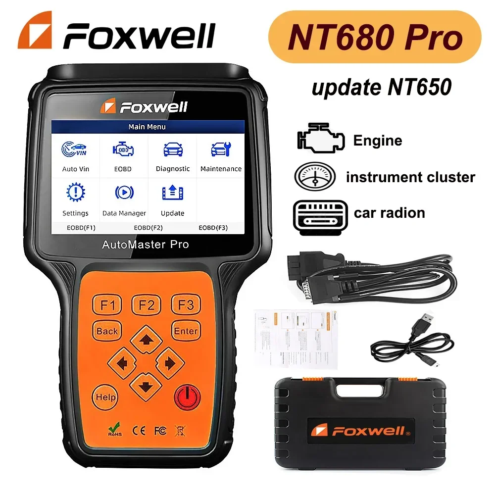 Foxwell nt680 pro portuguese/foxwell nt680 plus all Systems Diagnostic Scanner with Oil Light/Service Reset+EPB Functions