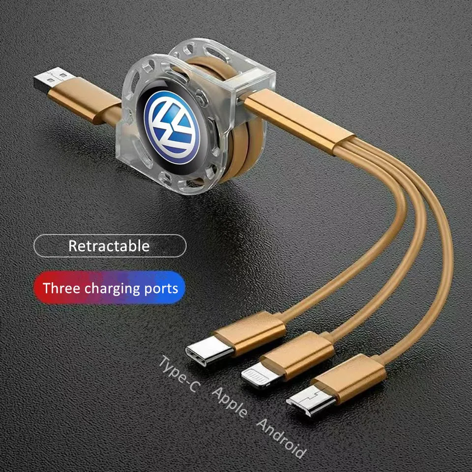 New 3 In 1 Micro USB Type C Charging Cable Multi Charger For VW Volkswagen Golf