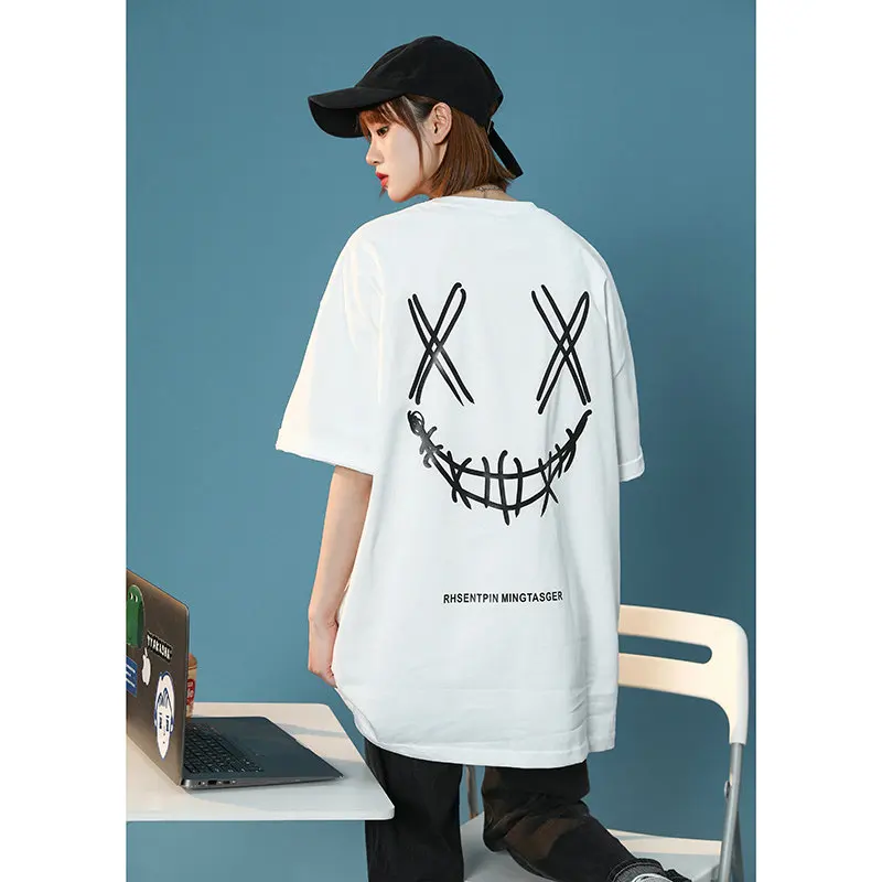 

Girls 2023 Summer New Short Sleeve Female NS Style Korean Version Loose Trend Polo Shirt Men Hong Kong Matching Handsome T-shirt