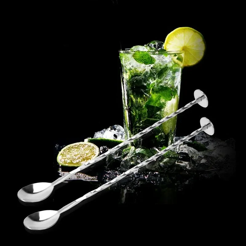 Twisted Mixing Spoon Muddler Stirrer Tableware Stainless Steel Drink Bar Cocktail Kitchen High Quality Bar Supplies