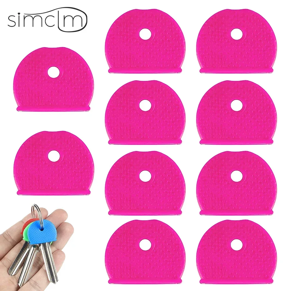 Vibrant Pink Rubber Key Covers - Soft Key Cap Toppers & Colorful Keyring Accessories