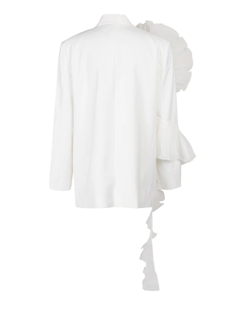 [EAM] سترة نسائية سوداء من الأورجانزا مكشكشة مقاس...