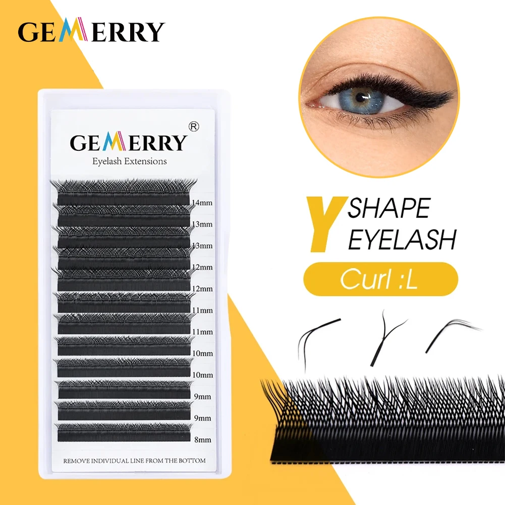 

Gemerry YY Shape Eyelash Extensions L Curl Two Tip Fox Eyes Premade Fan Lashes Faux Mink Eyelashes Makeup Supplies Natural Soft