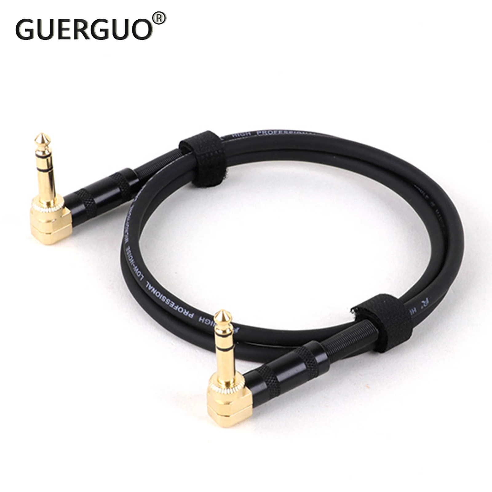 Gold Plate 6.35 Stereo Audio Balanced TRS 1/4 Angle to Angle Speaker Amplifier Cable for Guitar Keyboard‎ Dual Channel Cable 1PC