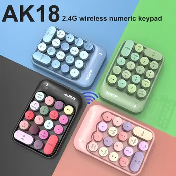 Ajazz AK18 다채로운 18 키 무선 숫자 키패드, 2.4G USB 미니 휴대용 숫자 컴퓨터 디지털 키보드, PC 데스크탑 노트북