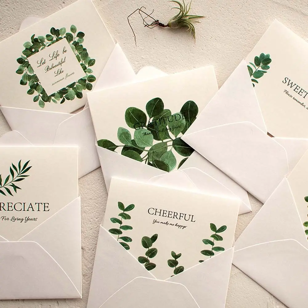 Season Postcard Bless New Year Holiday Birthday Wishes Handwritten Card Greeting Card Blessing Card with Envelopes green plant series greeting card with envelope holiday birthday handwritten invitation card senior gift message card