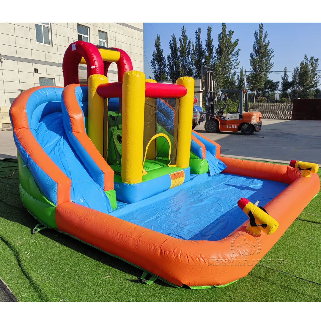 Colorful Water Splash Pool slide Toddler Kids Water Slide with Pool Dual Lane Backyard Playground for Kids