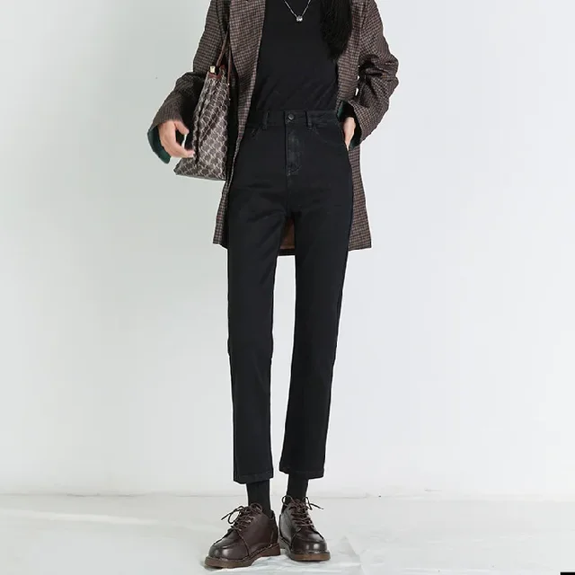 High-Waisted Slim Straight Jeans for Women