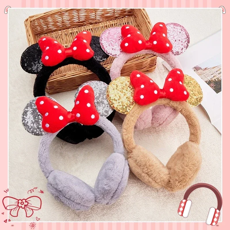 Disney Mickey Minnie Mouse Soft Ear Warmer Winter Warm Earmuff Girls Fashion Earflap Outdoor Cold Protection Ear-Muffs Ear Cover