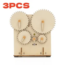 STEM Wooden Mechanical Gear DIY 3D Puzzle Kit - Laser - Cut Action - Powered Science Toy (3PCS)