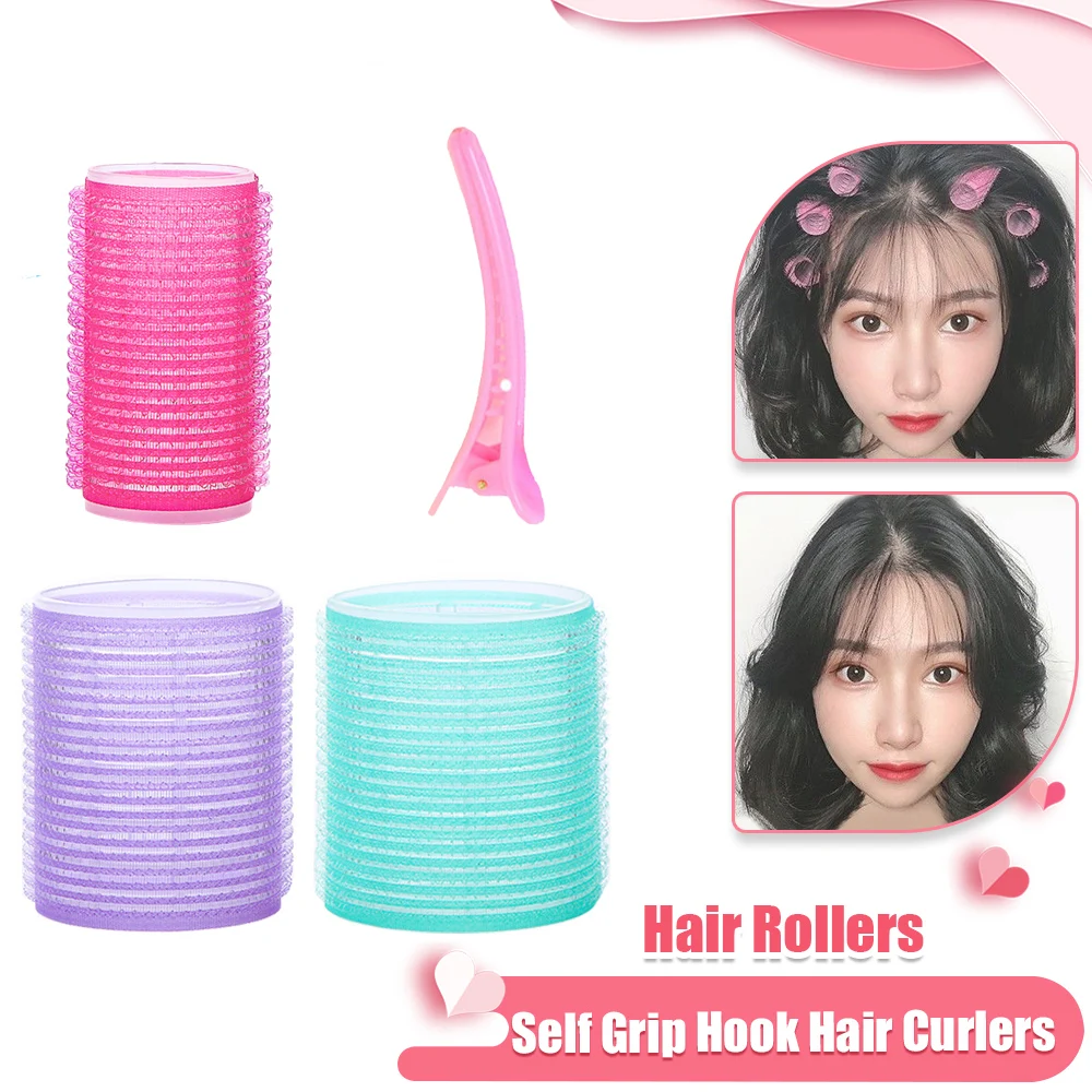 Hair Curling Tools 6Pcs Hair Rollers Self Grip Hook Heatless Roller Salon Dressing Curlers Jumbo Size Sticky Styling