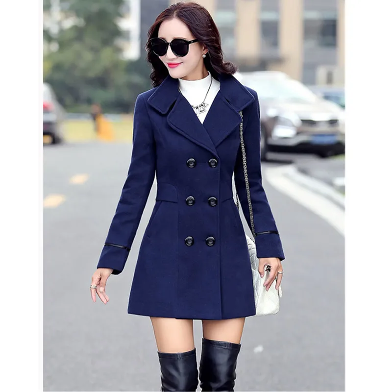 Womens Autumn and Winter Wool Jacket Clothing Medium Length Woolen Coats Slim Wild Elegant Female Korean Outerwear 3XL 2022