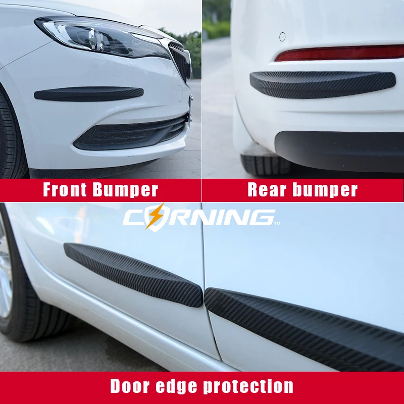 Carbon Fiber Car Front And Rear Bumpers Anti Collision Strips Exterior Sticker Door Scratch Protectors Automobiles Accessories