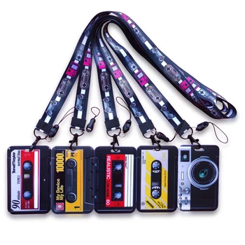 Porta carte con nastro retrò Cordino per fotocamera Tracolla per fotocamera Custodia per carte di credito Porta badge identificativi Porta carte di protezione per credenziali