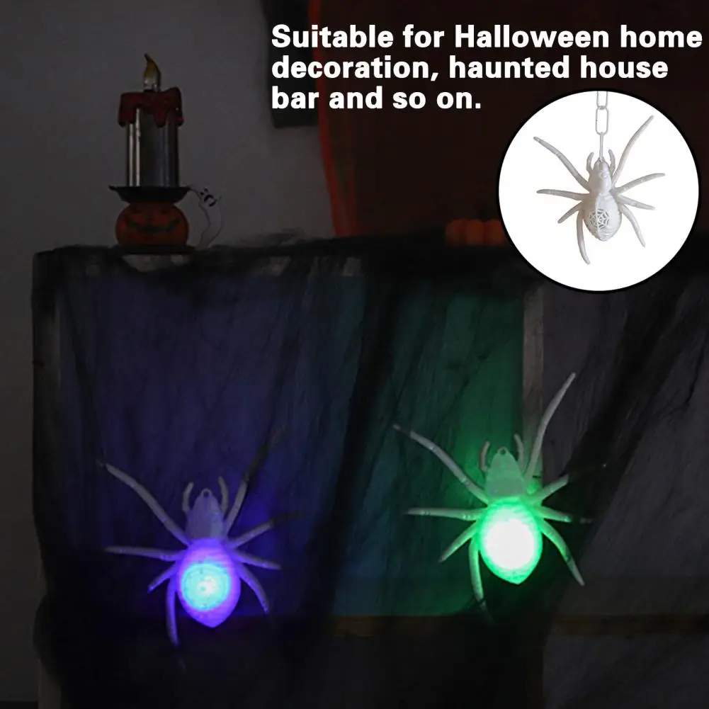 

Halloween Hanging Spider Colorful Glowing Scary Battery Operated Realistic Spider Light Toy Party Decoration Supplies Gift