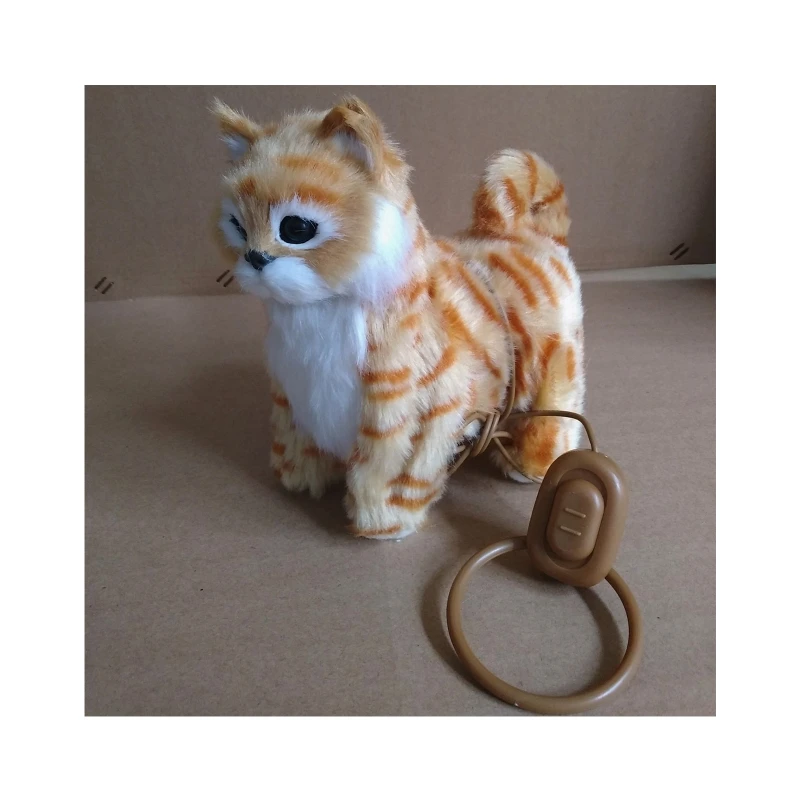 Electric Kitty Plush Leash Control Cute Electric Kitty Toys Make Sounds Singing Songs Walk Supplies 9.84x7.87in 3