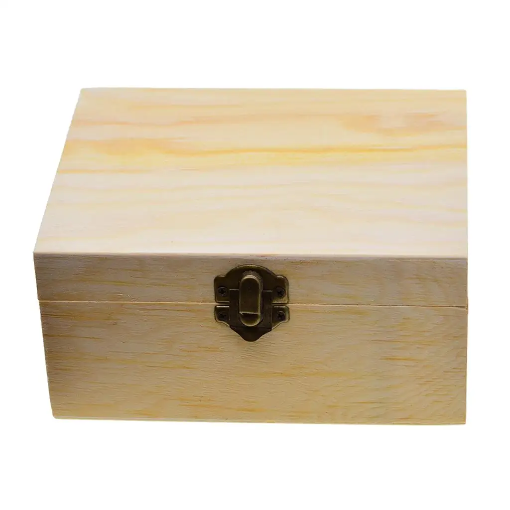 Natural Plain Double Layer Wooden Storage Box Portable Large Capacity Jewelry Organizer Decoupage Display Case with Mirror Tray