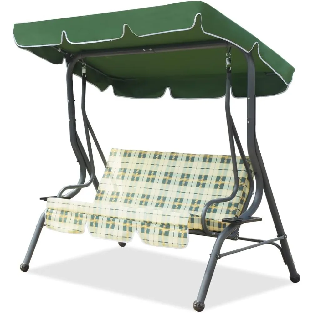 

Zupapa Upgraded Outdoor Patio Swing Chair w/Thickened 3-Person Armrest Seat, Canopy Swing w/Adjustable Shading, Reinforced