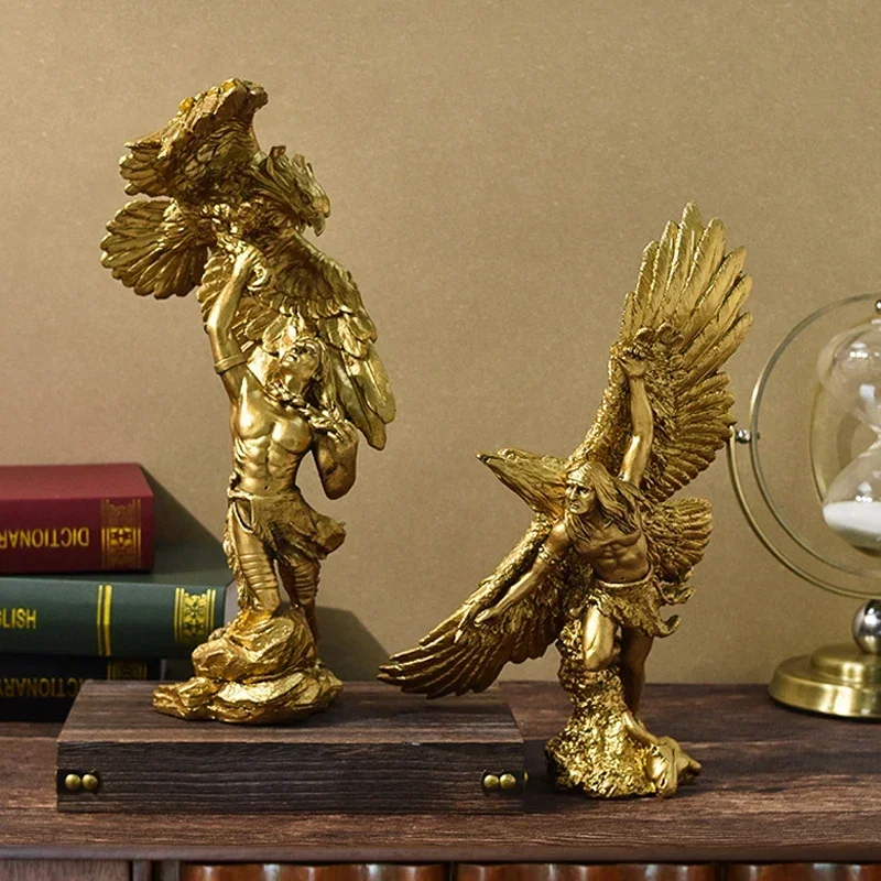 

Resin Golden Eagle Statues American Retro Animal Figurines Interior Home Office Bedroom Desktop Decor Item Sculptures