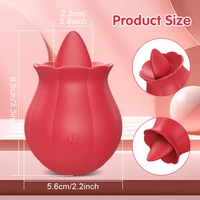 Leistungsstarker Vibrator zum Lecken der Zunge für Frauen, Klitoris-Stimulator, weibliche Brustwarzen, Massagegerät, Klitoris, vibrierende Rose, Sexspielzeug für Paare 2