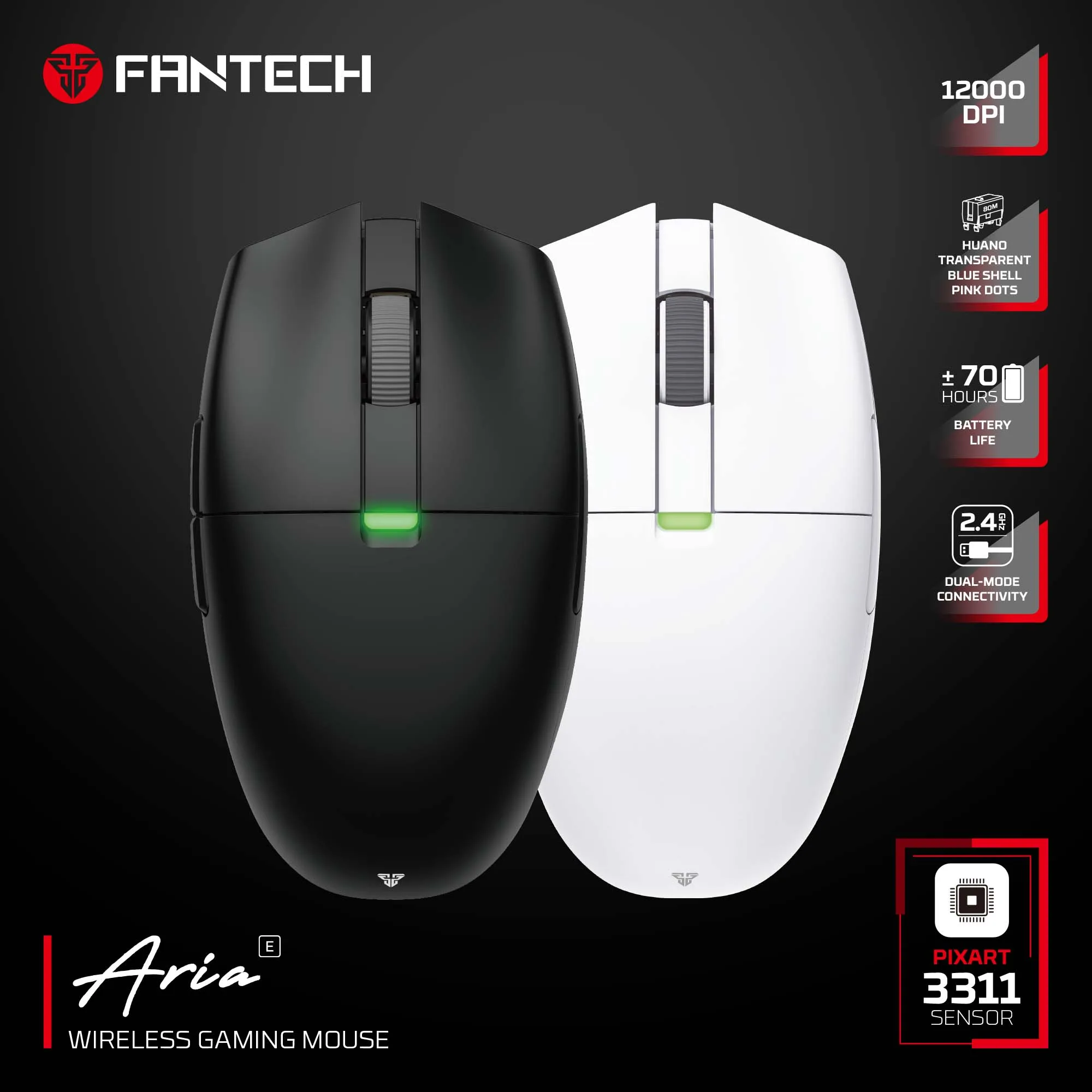 FANTECH Aria II XD7E Wireless Gaming Mouse PixArt 3311