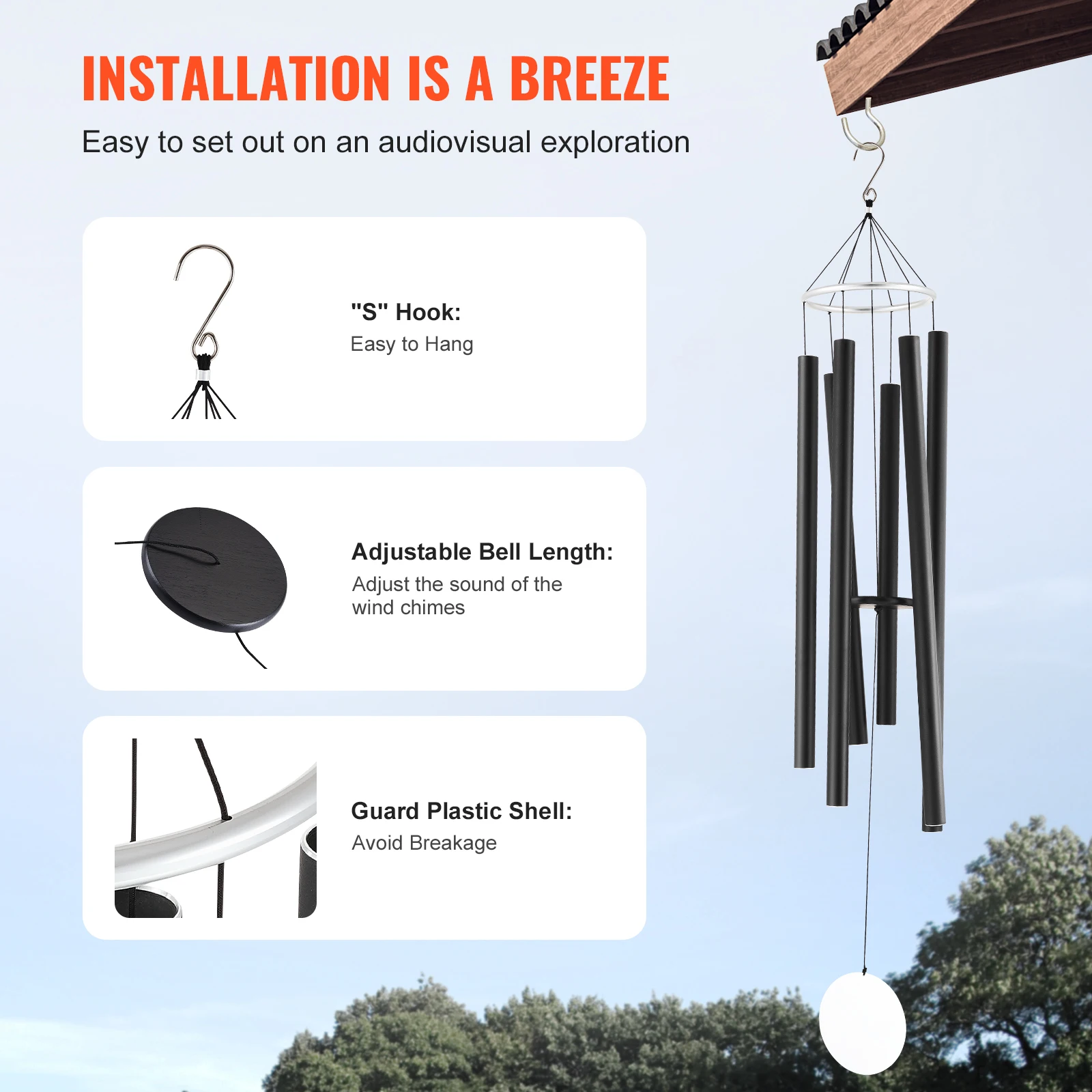 VEVOR Wind Chimes Outside Deep Tone Memorial Wind Chimes Anniversary Outdoor Decor