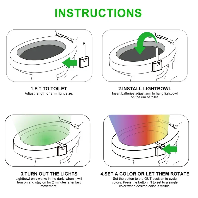 ZK30 Smart PIR Motion Sensor Toilet Seat Night Light 8/16 Colors Waterproof Backlight For Toilet Bowl LED Lamp WC Toilet Light 6