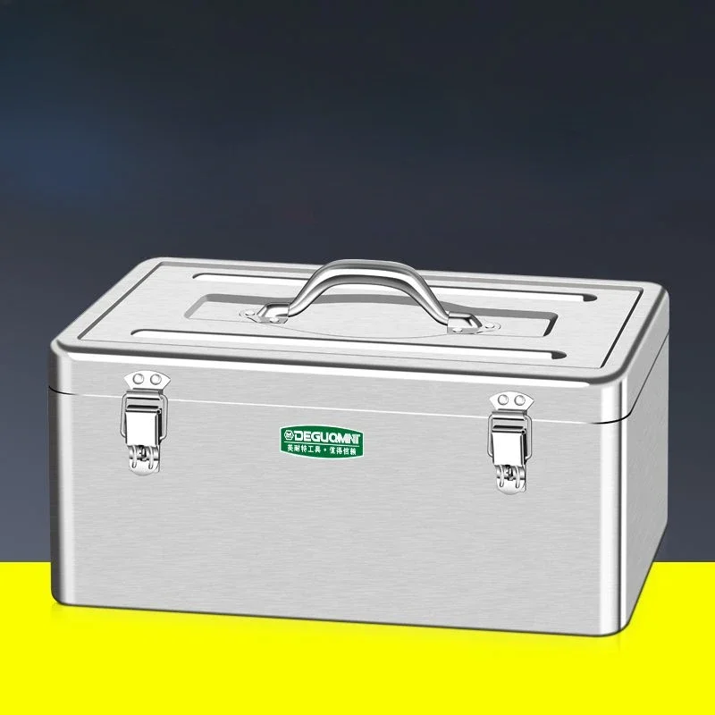 Tool box Car Mounted Household Multifunctional Stainless Steel Portable Large-sized Thickened Metal Sheet Box Locking Holes 3