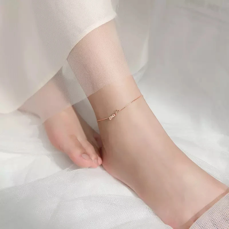 925 Sterling Silver Zircon Infinity Charm Anklets For Women Gifts Foot Jewelry