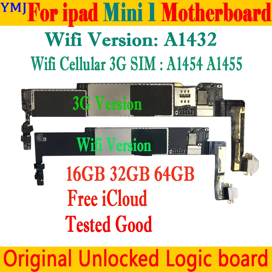 Buono Testato 16Gb 32Gb 64Gb Per Ipad Mini 1 Scheda Madre Originale Sbloccato Per Ipad Mini 1 Mainboard Wifi / Wifi + Versione 3G
