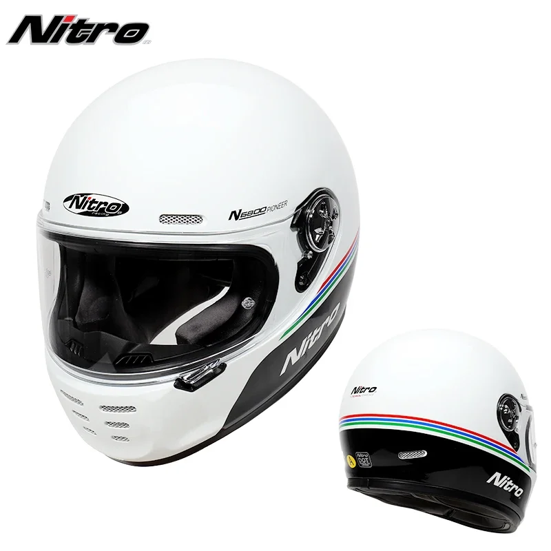 thumbnail image 1 of Casco de motocicleta NITRO de forforUK, casco integral retro para hombre y mujer, casco de locomotora Ha Bluetooth Cruise Ray con certificación 3C, 1 of 5