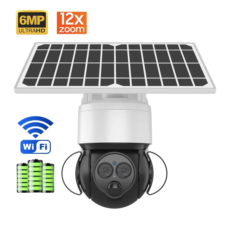 

6MP 4G WiFi Solar Surveillance Camera IP Camera WiFi Solar 4G Pan Tilt 360°View Spotlight Video Camera Support Night Vision
