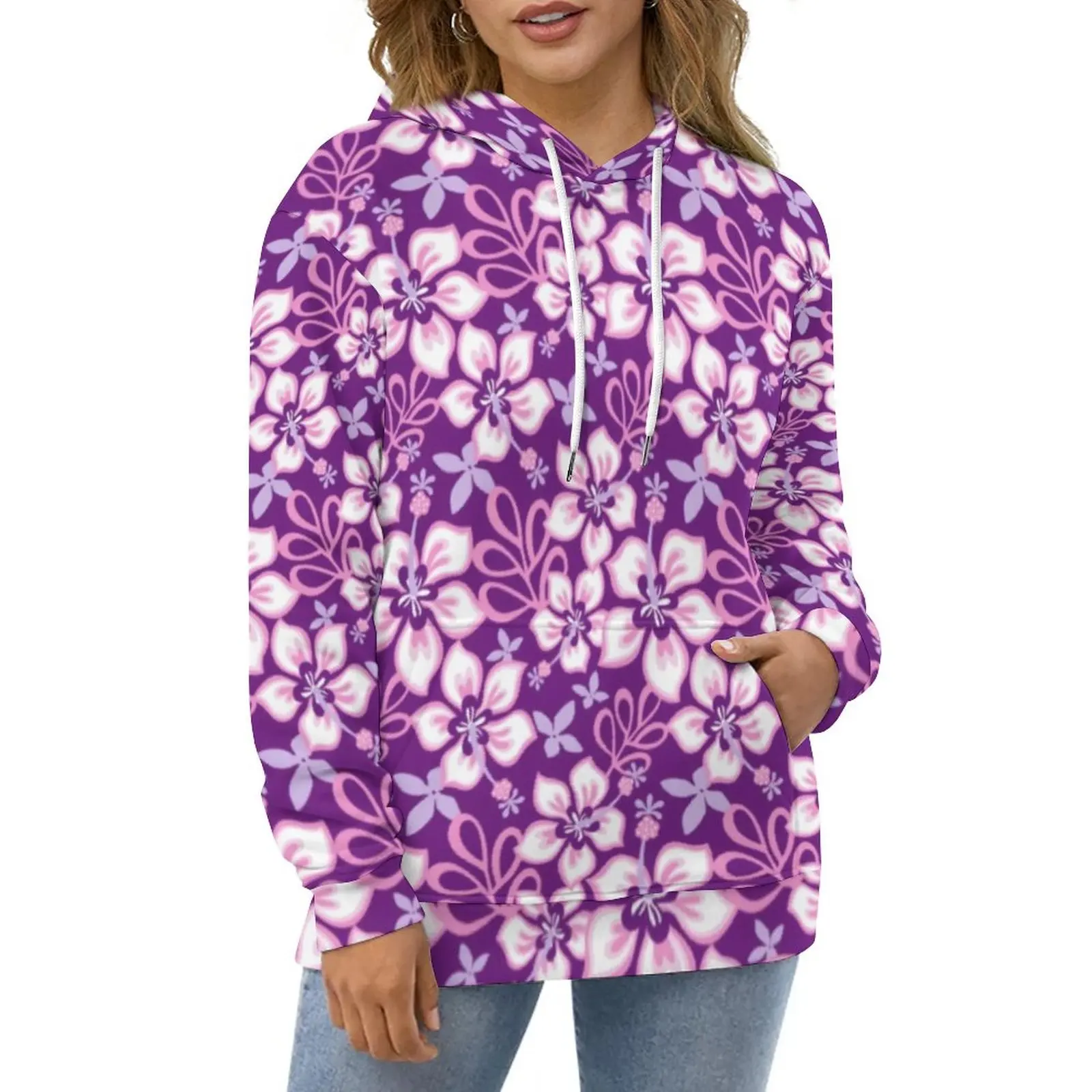

Tropical Flower Casual Hoodies Hawaiian Print Custom Loose Hoodie Long Sleeve Street Wear Oversize Sweatshirts Birthday Gift